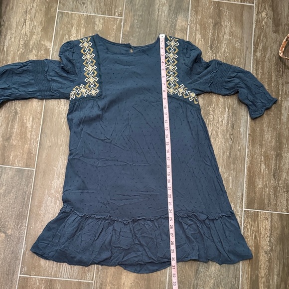 Blue Rain BoHo Teal Dress with Gold Embellishments - Picture 7 of 9